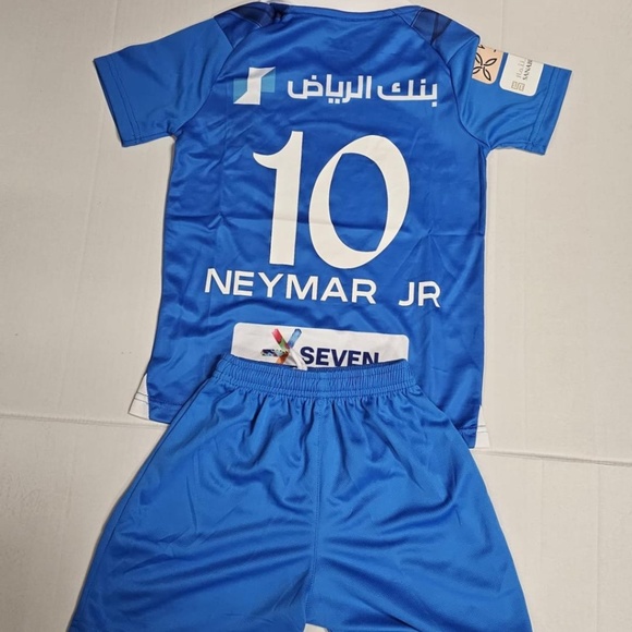 Riyadh Hilal Home Neymar Jr. Football Soccer Kids Jersey Shorts  Set - Picture 1 of 3
